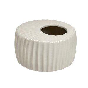 White Ceramic Cylindrical Vase Mid Century Small Minimalist Monochrome